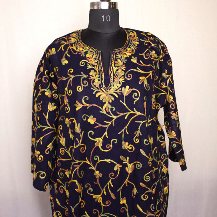 Dark Blue 2 Aari Jali Cashmilon Pheran