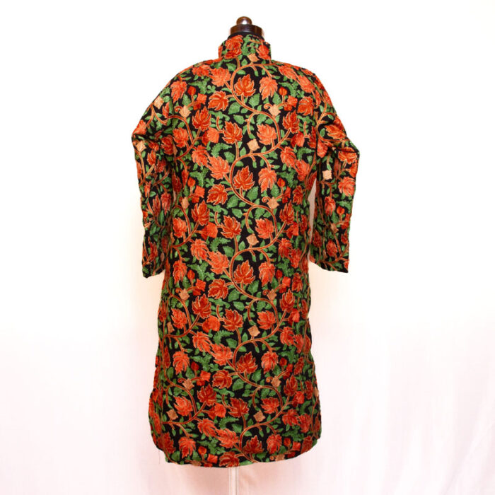 Black Chinari Heavy Aari Cashmilon Long Jacket - Image 3
