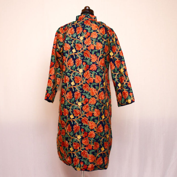 Dark Blue Chinari Heavy Aari Cashmilon Long Jacket - Image 3