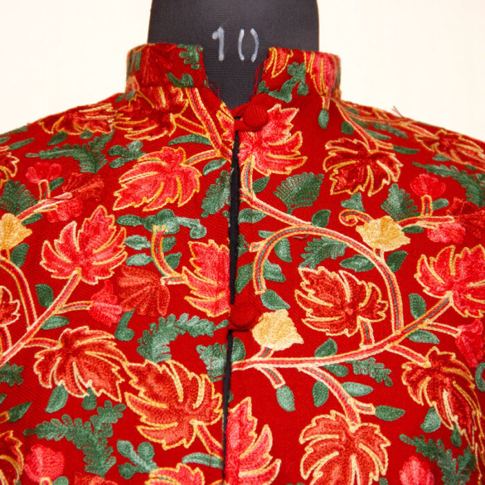 Maroon Chinari Heavy Aari Cashmilon Short Jacket - Image 2