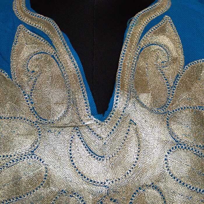 Blue Bobnal Zari Cashmilon Pheran - Image 3