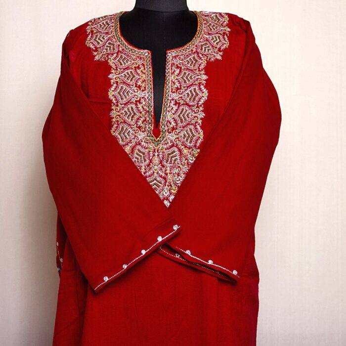 Red Zari Cashmilon Pheran