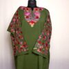 Dark Green Raffal Pheran with Aari Arm Work