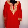 Red Cashmilon Pheran with Border Aari Work