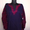 Dark Blue Cashmilon Pheran with Sidepanel Aari Work