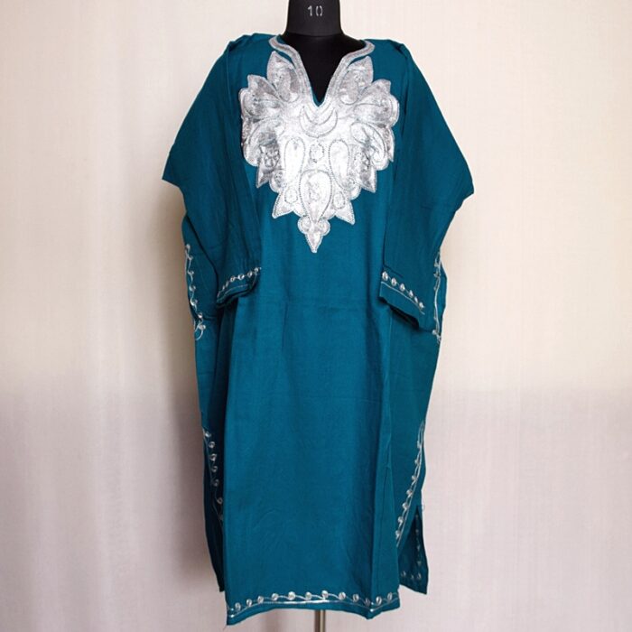 Dark Green Bobnal Zari Cashmilon Pheran - Image 2