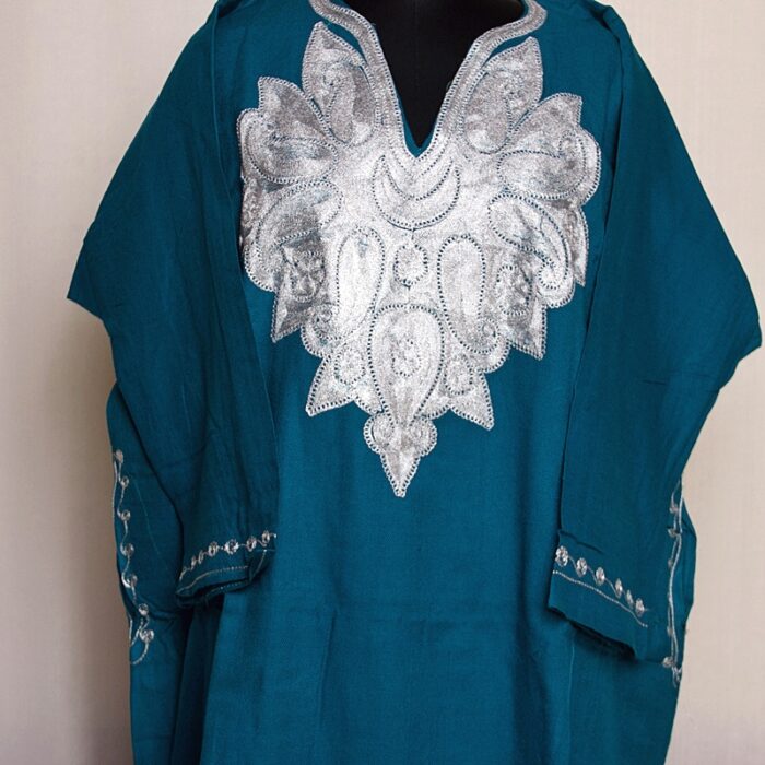 Dark Green Bobnal Zari Cashmilon Pheran