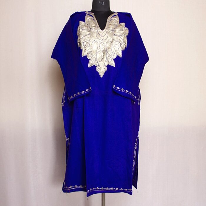 Dark Blue Bobnal Zari Cashmilon Pheran - Image 2