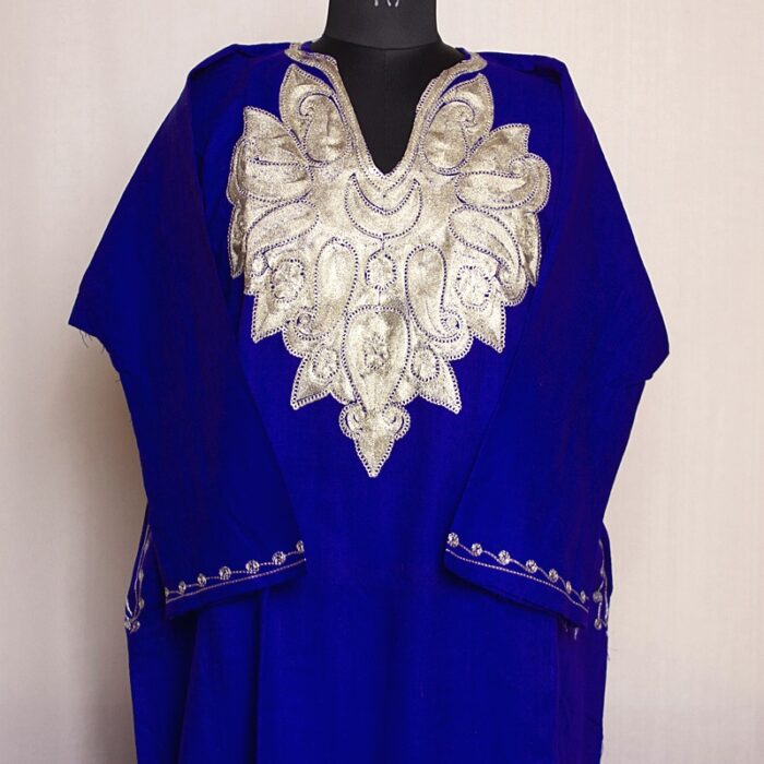 Dark Blue Bobnal Zari Cashmilon Pheran