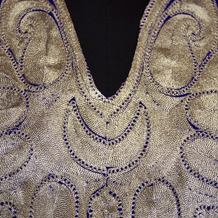 Dark Blue Bobnal Zari Cashmilon Pheran - Image 3