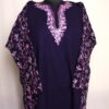 Dark Blue Cashmilon Sidepanel Pheran with Fine Aari