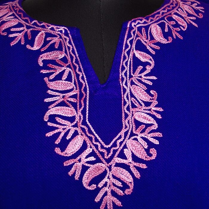 Blue Cashmilon III Sidepanel Pheran with Fine Aari - Image 3