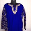 Dark Blue Cashmilon Sidepanel Pheran with Exquisite Aari