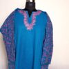Blue Cashmilon Sidepanel Pheran with Pink Aari