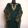 Dark Green Cashmilon Sidepanel Pheran with Beautiful Aari