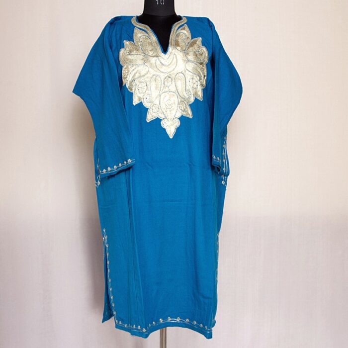 Blue Bobnal Zari Cashmilon Pheran - Image 2