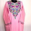 Pink Cashmilon Pheran with Neat Aari Work
