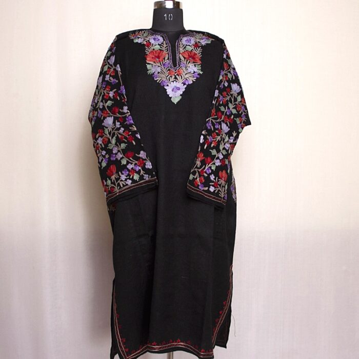 Black Raffal Pheran with Aari Work on Arms Aswell - Image 2