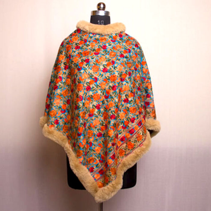Exquisite Kashmiri Aari Embroidery Poncho