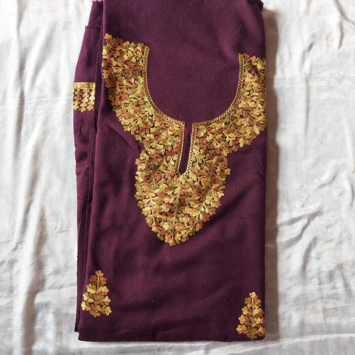 Wine Cashmilon Aari 2Pc Suit