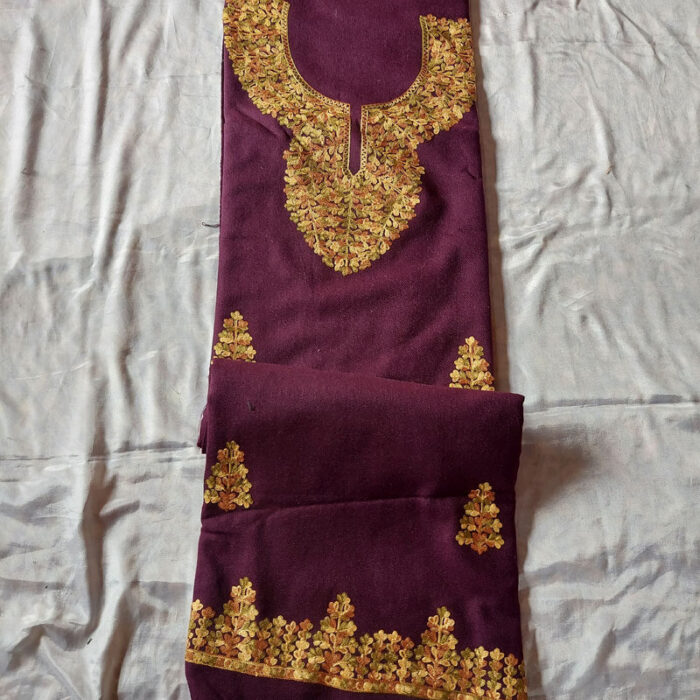 Wine Cashmilon Aari 2Pc Suit - Image 2