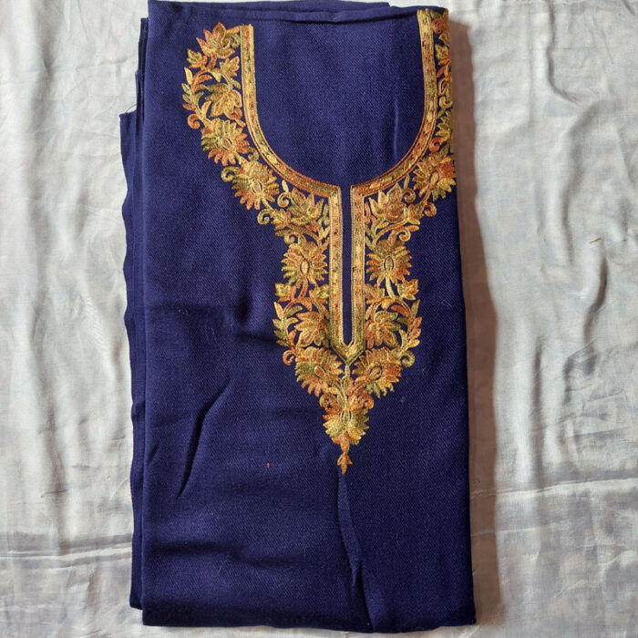 Dark Blue Cashmilon Aari 2Pc Suit