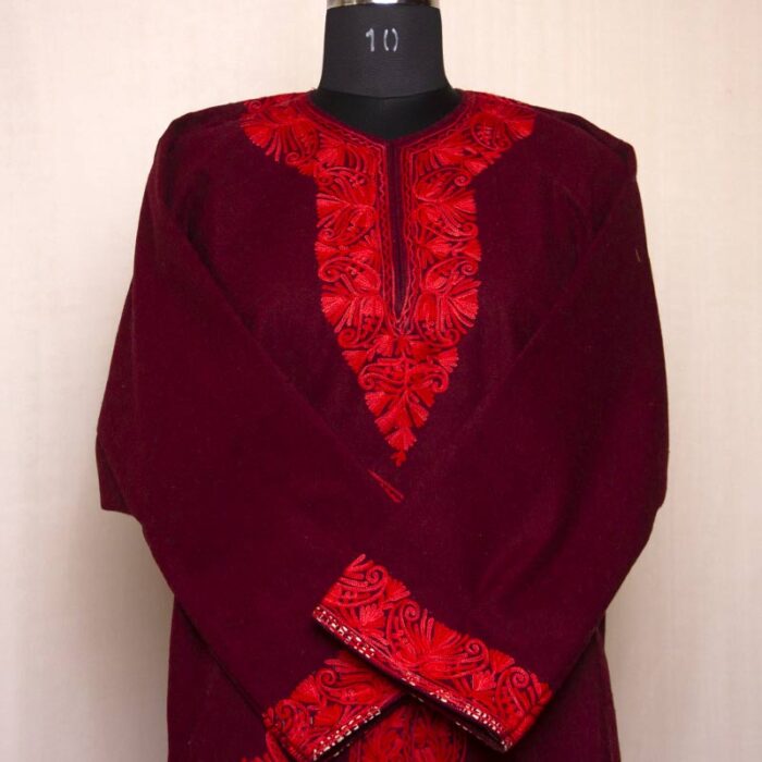 Maroon Aari Pattu Pheran