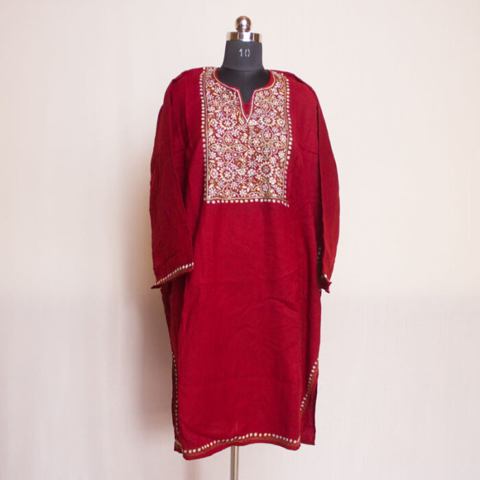 Maroon Hand Sozni 56 Count Pheran - Image 2