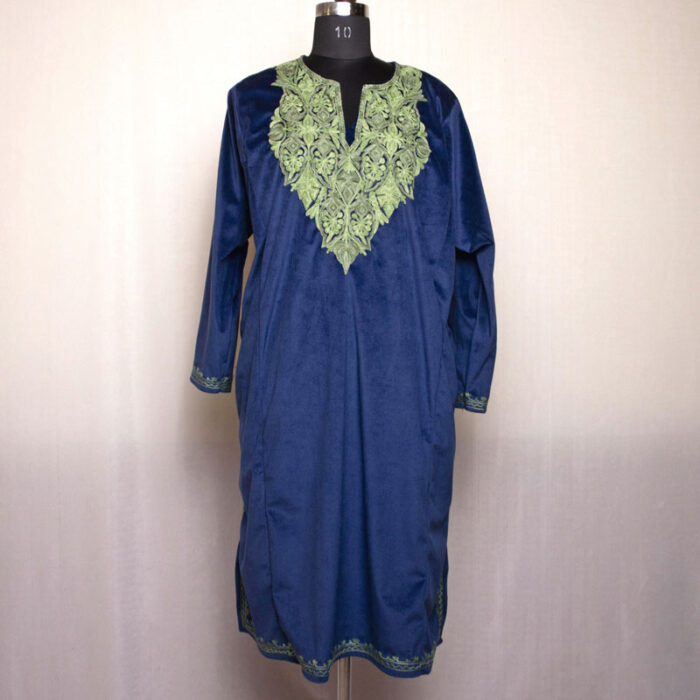 Navy Blue Velvet Aari Pheran - Image 2