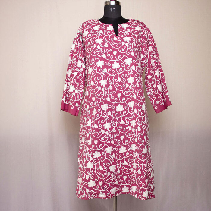Pink Aari Jali Cashmilon Pheran - Image 2