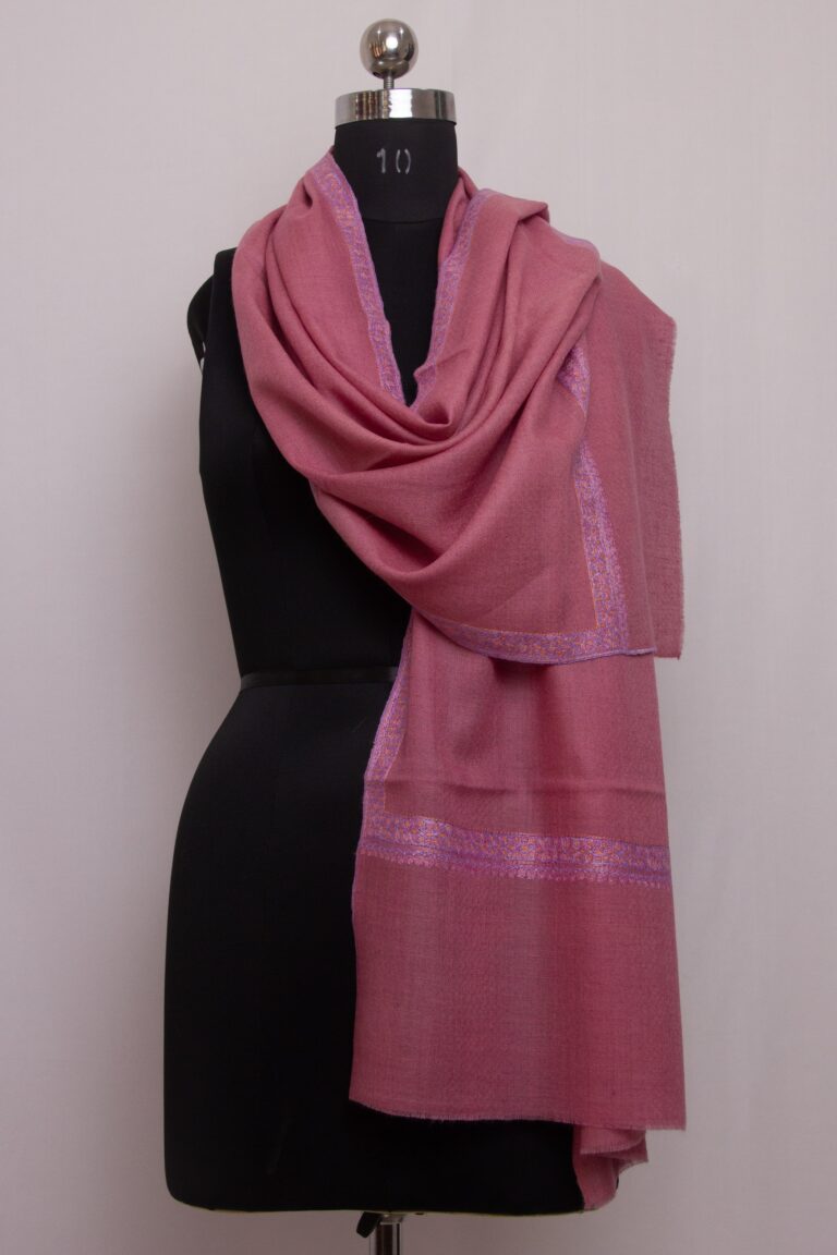 Pink Pashmina Intricate Sozni Work Stole