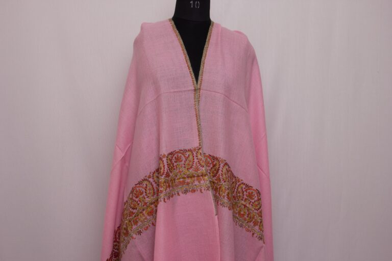 Light Pink Pashmina Intricate Sozni Work Stole - Image 2