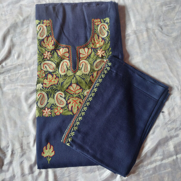 Dark Blue Wool Aari 3pc Suit