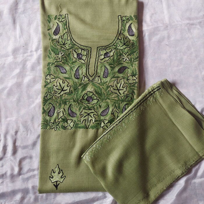 Green Wool Aari 3pc Suit