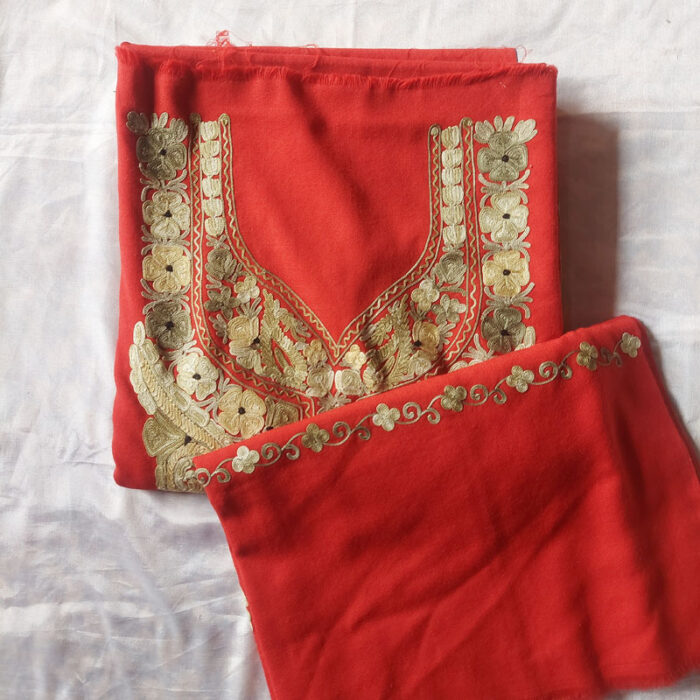 Red Wool Aari 3pc Suit