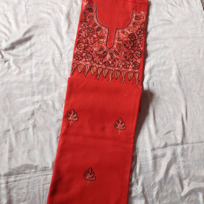 Red Pure Wool Aari 3pc Suit - Image 2