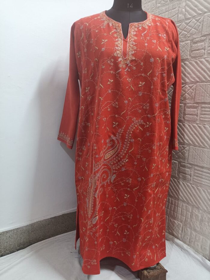 Red All Over Hand Sozni Pure Raffal Pheran