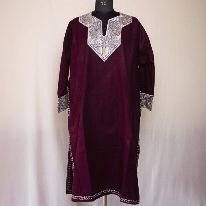 Wine Zari Cashmilon Pheran - Image 2