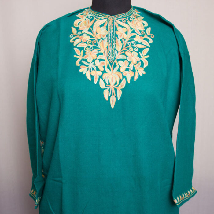 Green Aari Fine Cashmilon Pheran L39