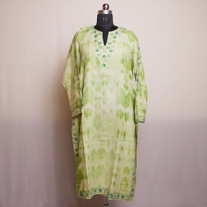 Sabz Tie-Dye Polywool Aari Pheran - Image 2