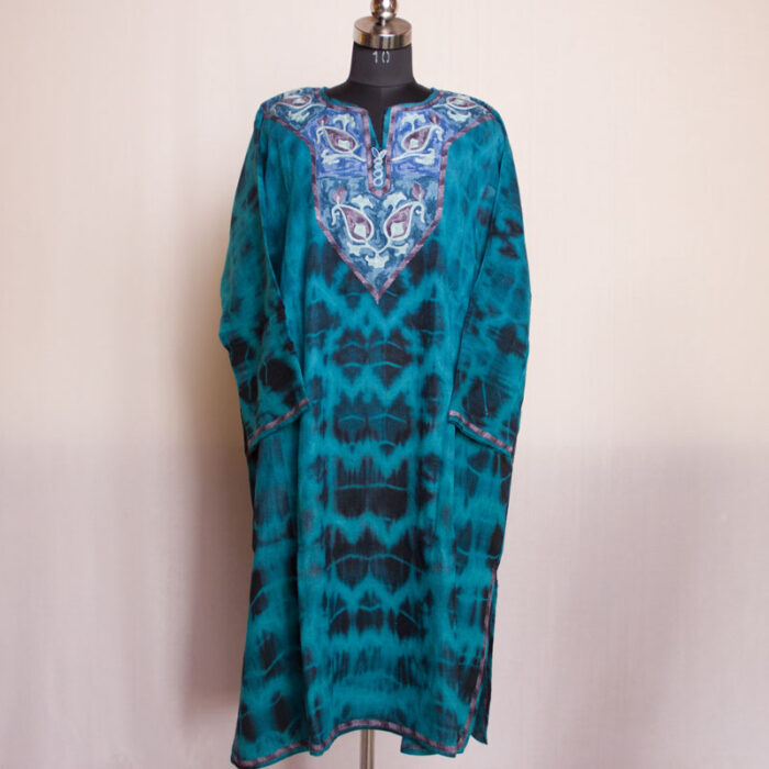 Sabze Bahar Tie-Dye Cashmilon Aari Pheran - Image 2