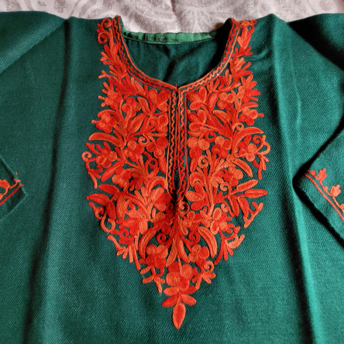 Green Harud Aari Fine Cashmilon Pheran L30 - Image 3