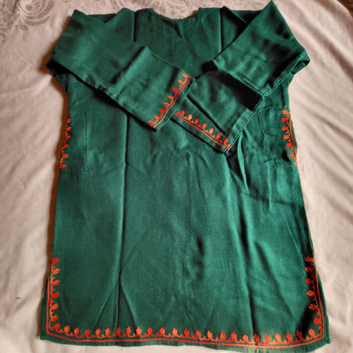 Green Harud Aari Fine Cashmilon Pheran L30 - Image 2