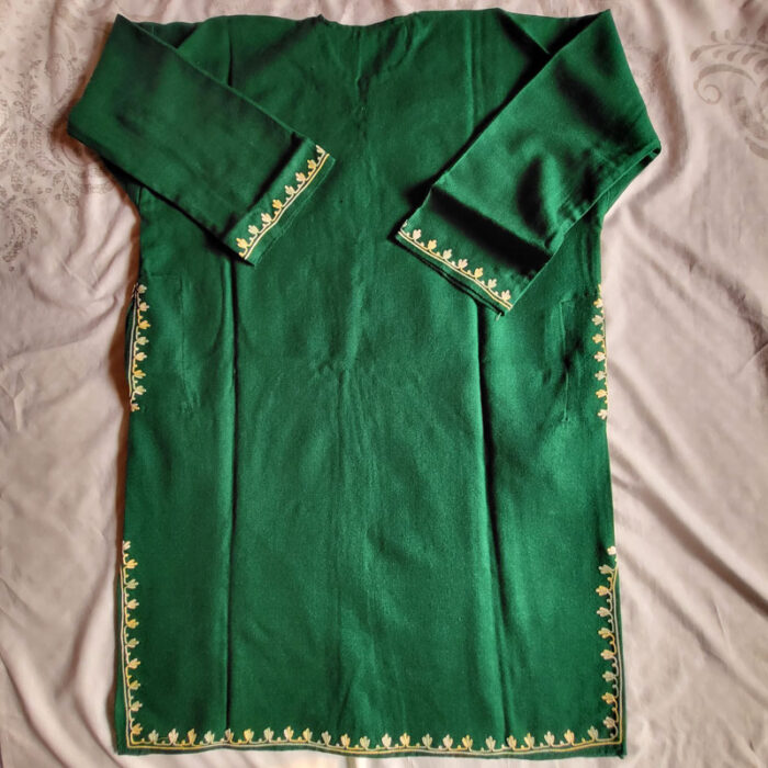 Dark Green Aari Fine Cashmilon Pheran L36 - Image 2