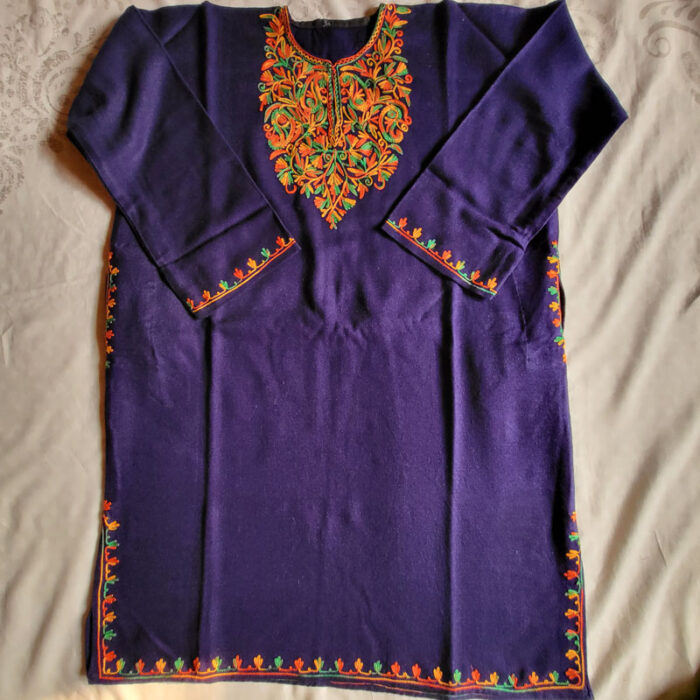 Dark Blue Aari Fine Cashmilon Pheran L35