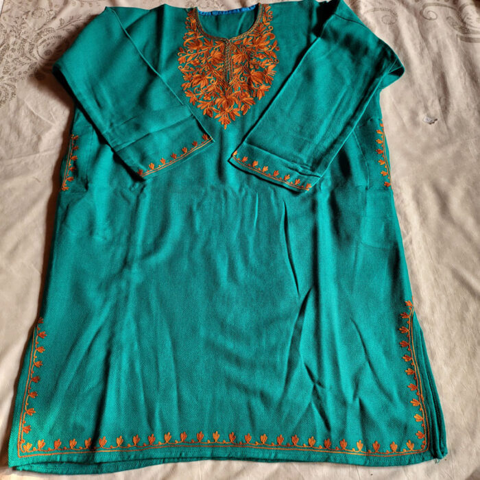 Green Harud Aari Fine Cashmilon Pheran L36