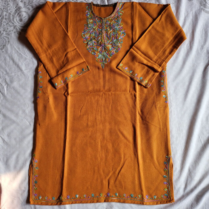 Mustard Aari Fine Cashmilon Pheran L36