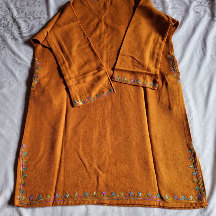 Mustard Aari Fine Cashmilon Pheran L36 - Image 3