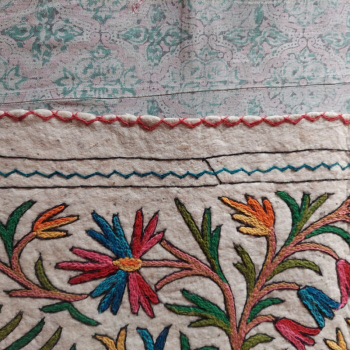 Peacock Handmade Aari Embroidered Namda Rug 5x3 - Image 3