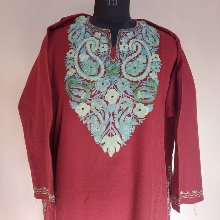 Maroon Badam Aari Cashmilon Pheran